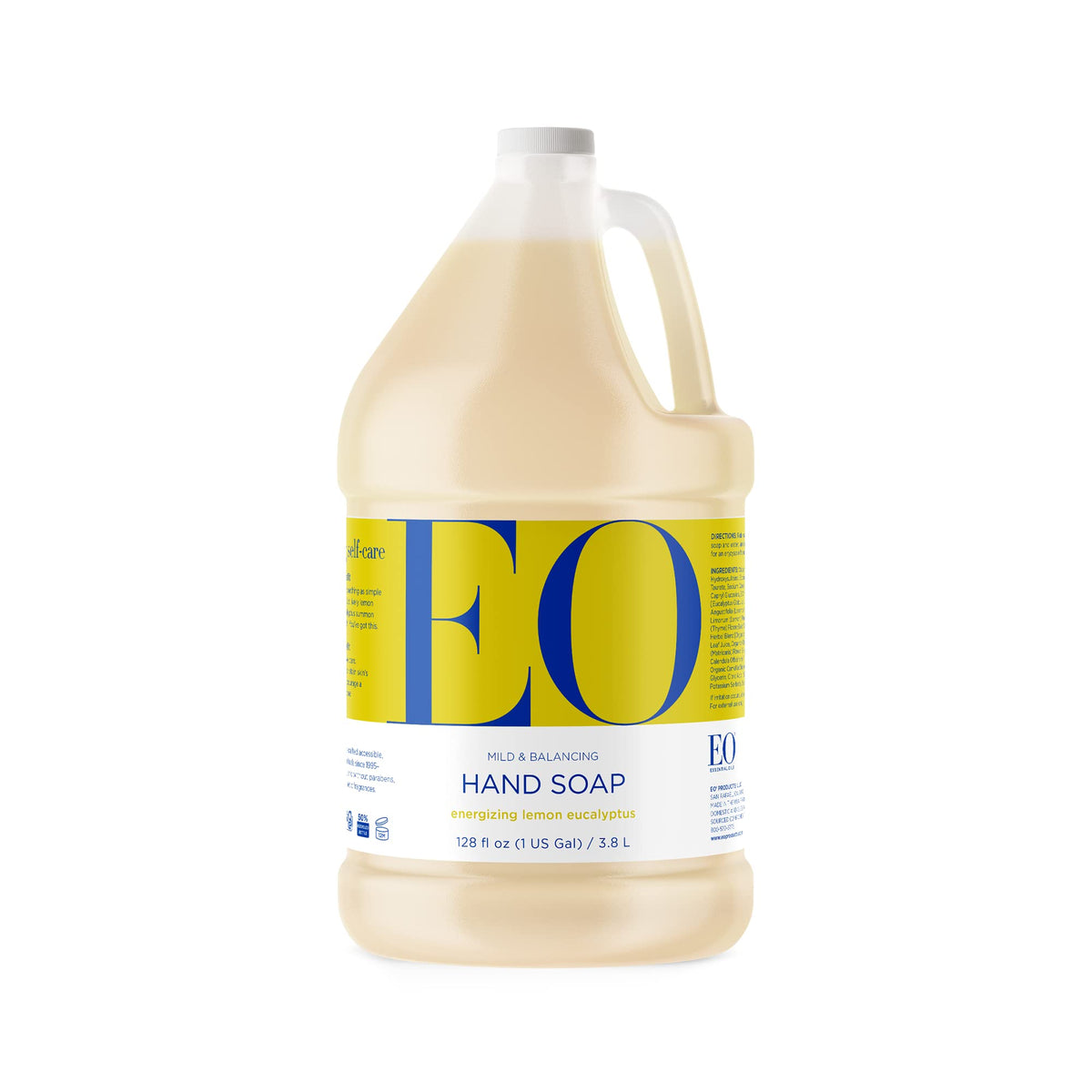 Eo Liquid Hand Soap Refill, 1 Gallon, Organic Lemon & Eucalyptus, Plant-Based Cleanser