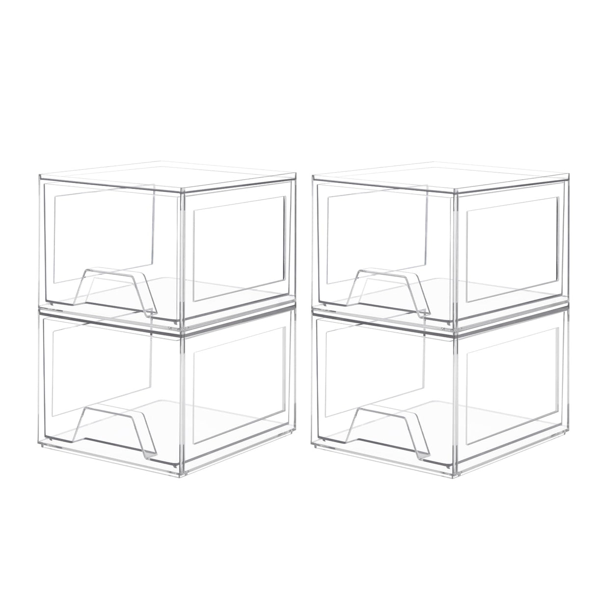 Damomo Clear Acrylic Stackable Organizer Drawers - 4 Pack For Makeup, Bathroom, Kitchen Storage