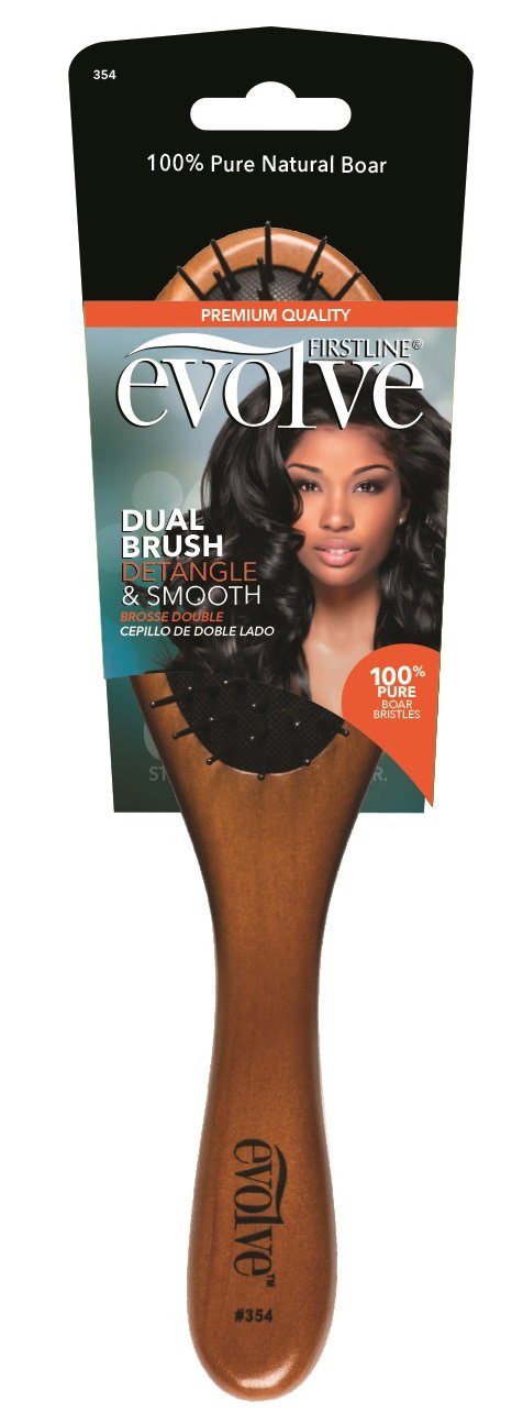 Evolve Dual Sided Paddle Boar Brush - Brown Wood Hair Brush (Pack of 1)