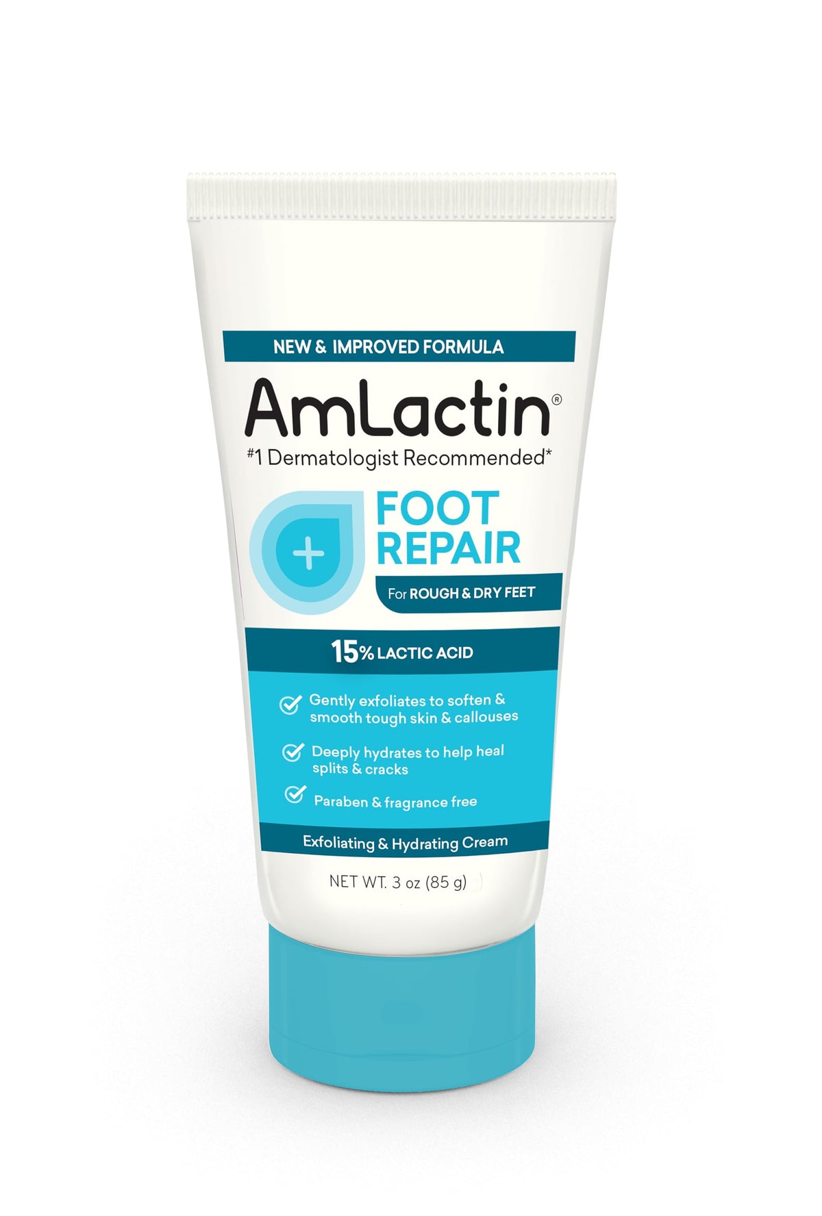 Amlactin Foot Repair Cream - 3 Oz With 15% Lactic Acid For Dry Cracked Heels And Skin