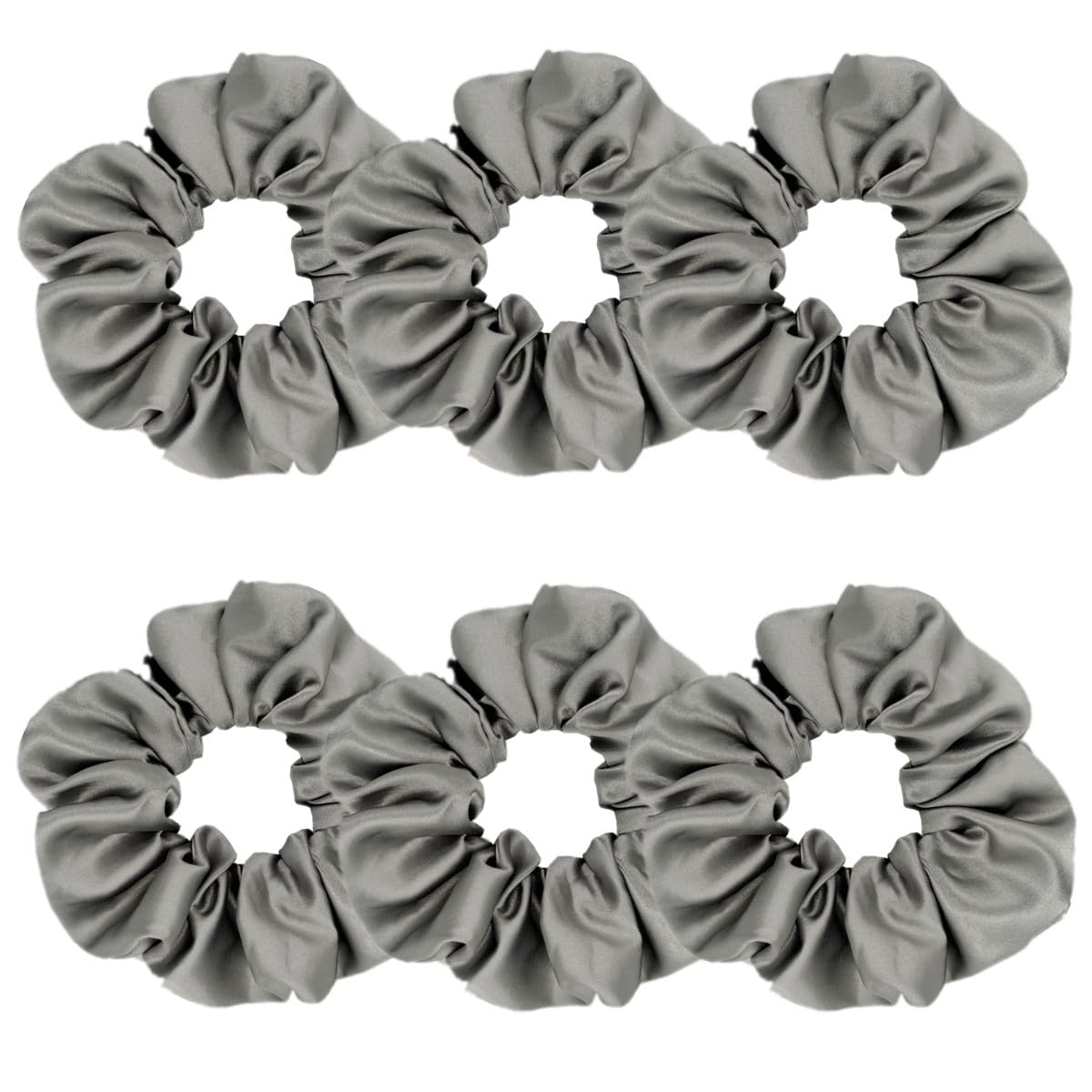 Sufermoe 6 Pcs Satin Silk Scrunchies - Soft Hair Ties & Ponytail Holders, Gray Hair Accessories