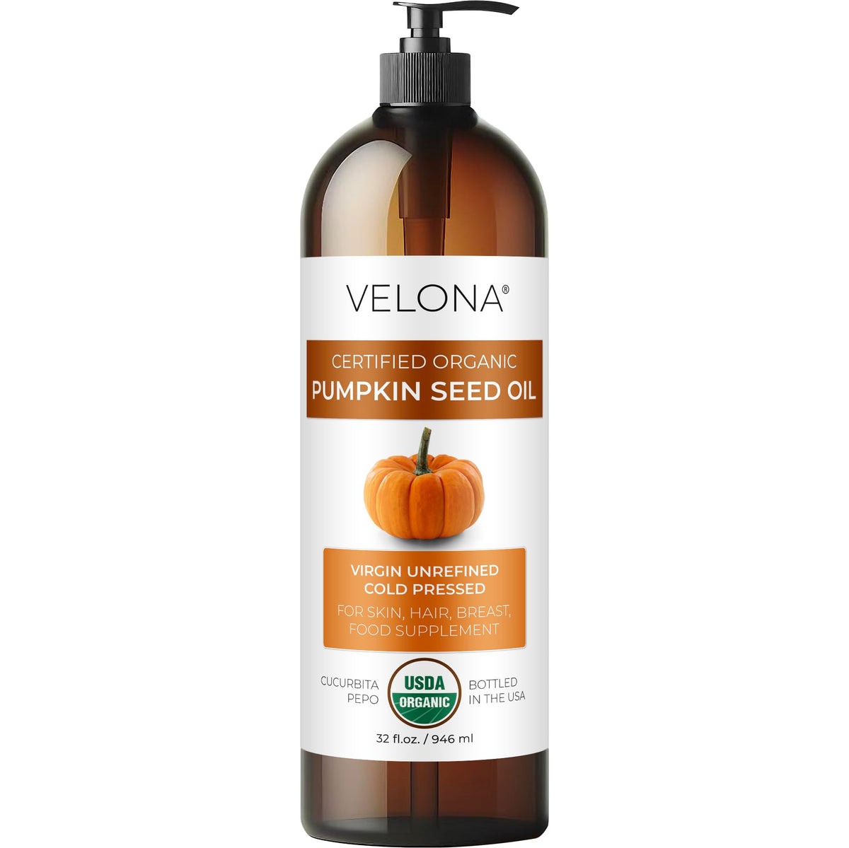 Velona Pumpkin Seed Oil - Usda Organic, 32 Fl Oz, Unrefined, Cold Pressed For Cooking & Skin Care