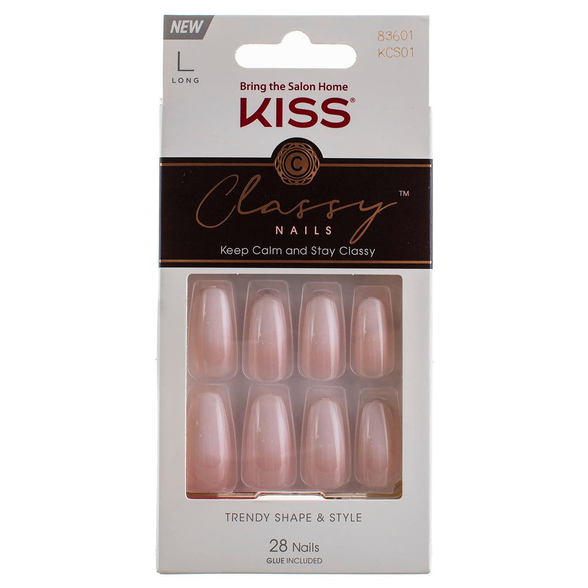 Kiss Classy Nails 28 Count Long Length Pink Acrylic (Pack Of 3) - Stylish Nail Art