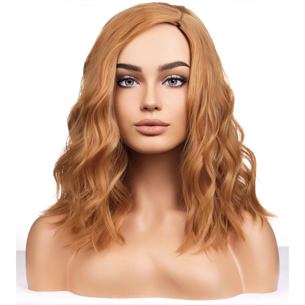 BERON Strawberry Blonde Short Curly Wig - Heat Resistant Synthetic Hair for Cosplay & Daily Wear