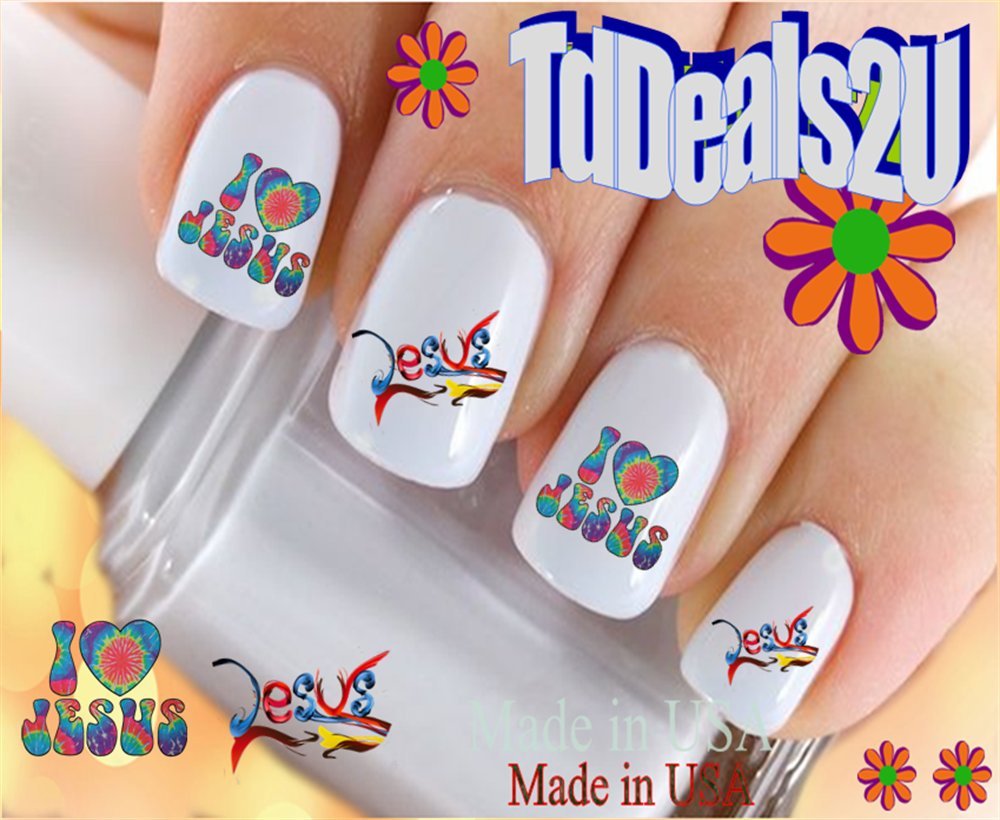 Hipzysticky Jesus Rainbow Waterslide Nail Decals - Premium Quality Nail Art Made In Usa