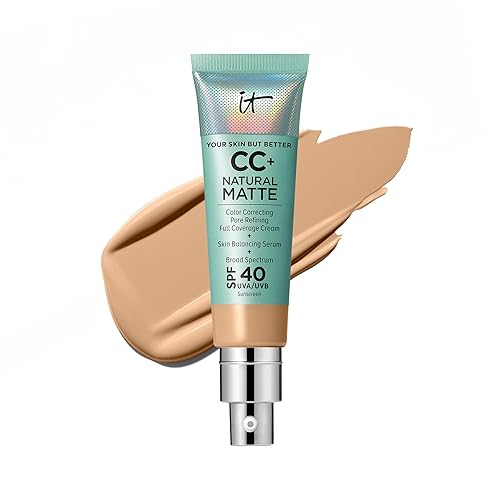 It Cosmetics Cc+ Cream Natural Matte Foundation Spf 40, 15 Medium Tan, 1.08 Fl Oz, Oily Skin