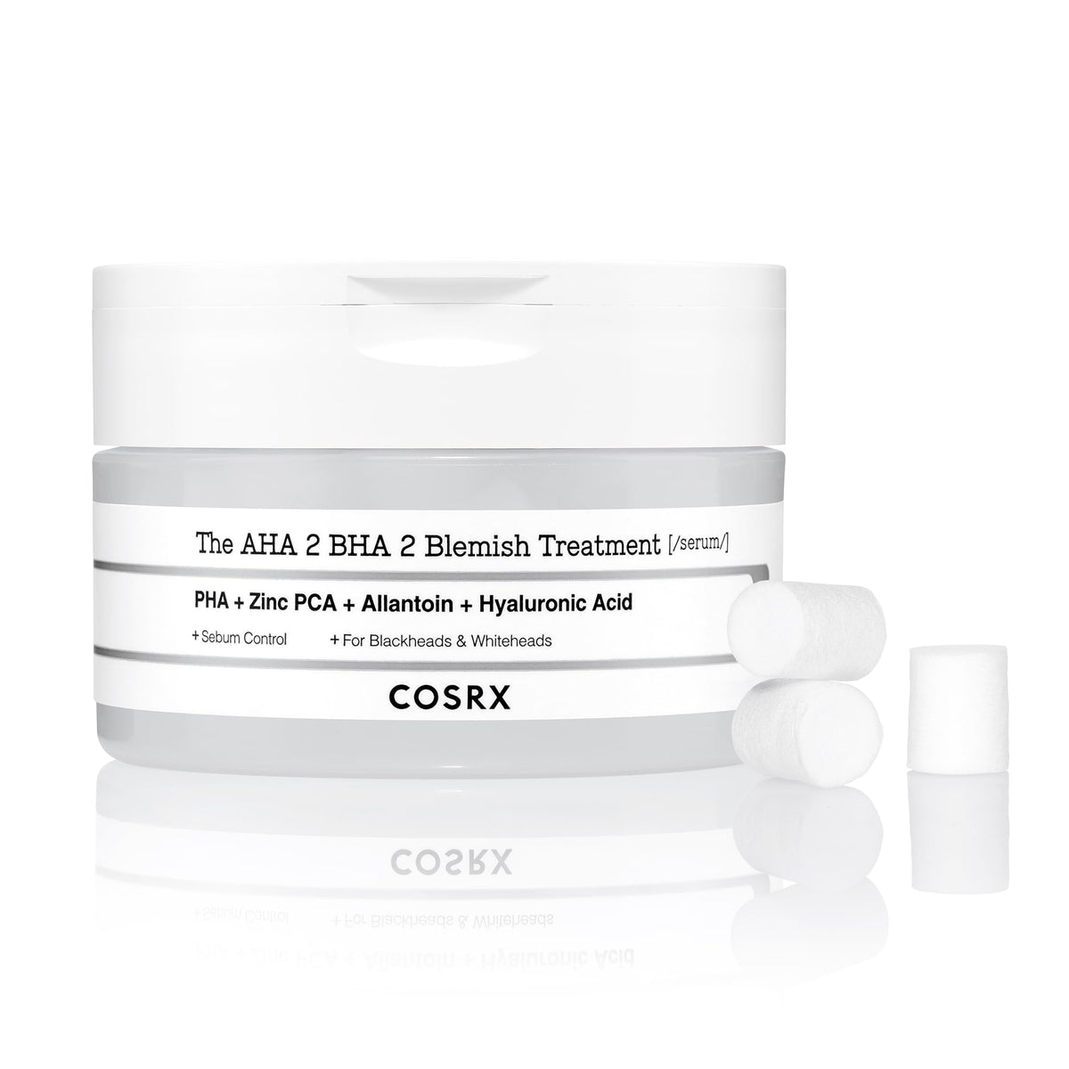 Cosrx Aha 2% Bha Blemish Treatment Serum - 60 Cotton Balls For Blackheads & Sebum Control