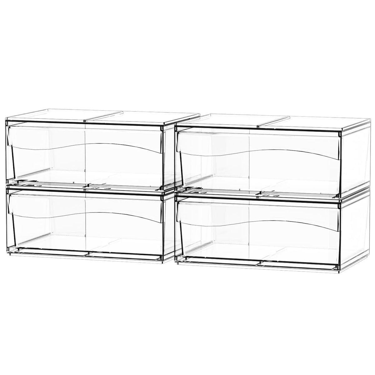 Cq Acrylic 4 Pack Clear Stackable Storage Bins For Bathroom, Kitchen, And Desk Organization