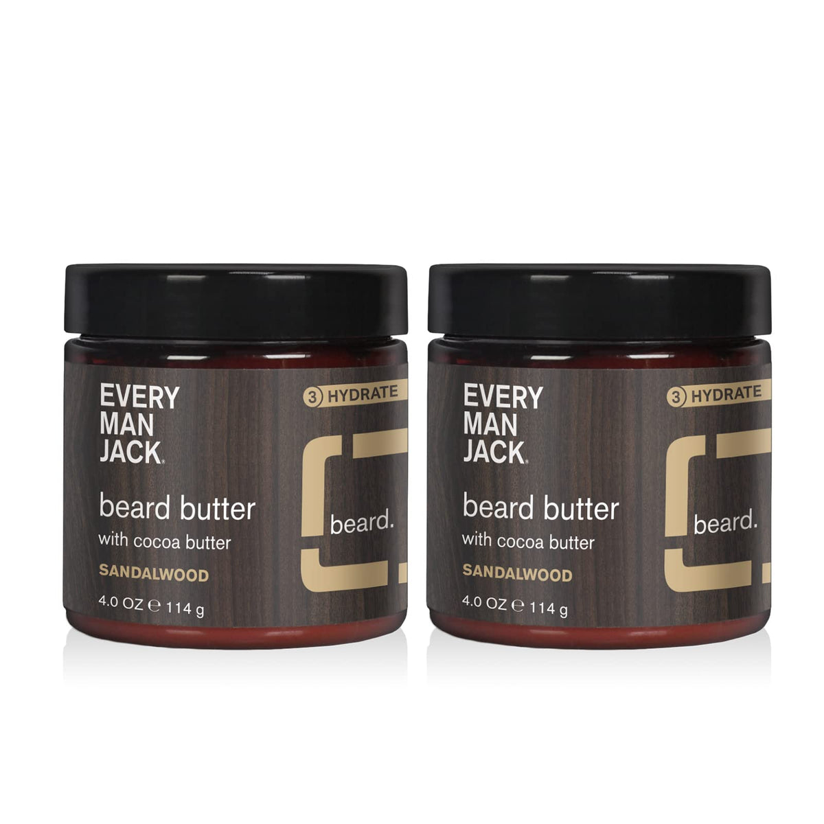 Every Man Jack Beard Butter Twin Pack - Hydrates & Styles Beards, Subtle Sandalwood, 4Oz