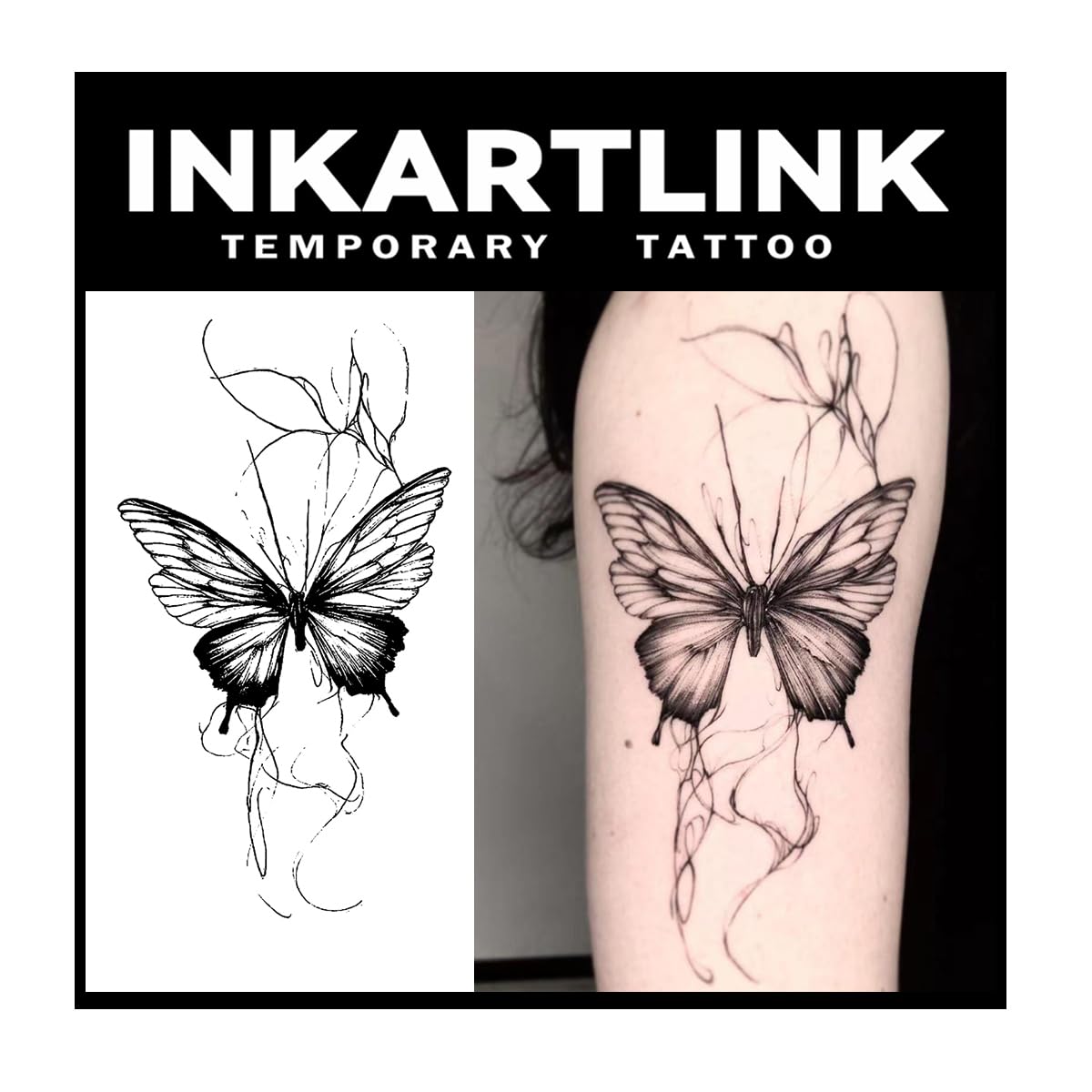 Inkartlink Butterfly Temporary Tattoos - 2 Sheets, Semi-Permanent, Waterproof, Realistic Design