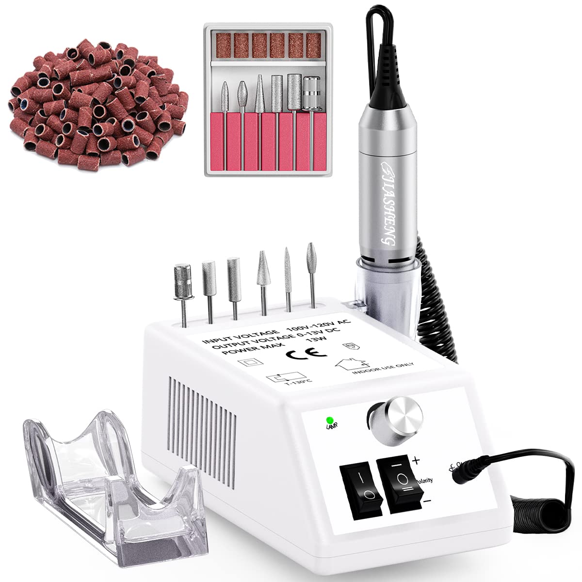 JIASHENG 20000RPM Electric Nail Drill Machine for Acrylic & Gel Nails - White