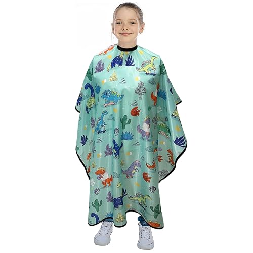 Pelocapa Dinosaur Waterproof Hair Cutting Cape For Kids - 39&quot; X 51&quot; Light Blue Salon Cape