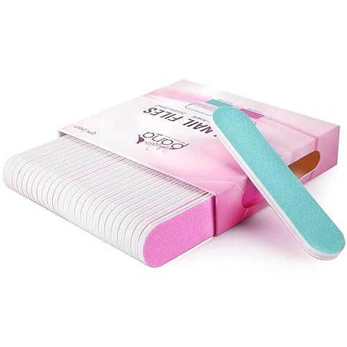 Pana 25Pcs Mini Nail Files - Double Sided Emery Board, 80/80 Grit, Pink/Teal, Wash