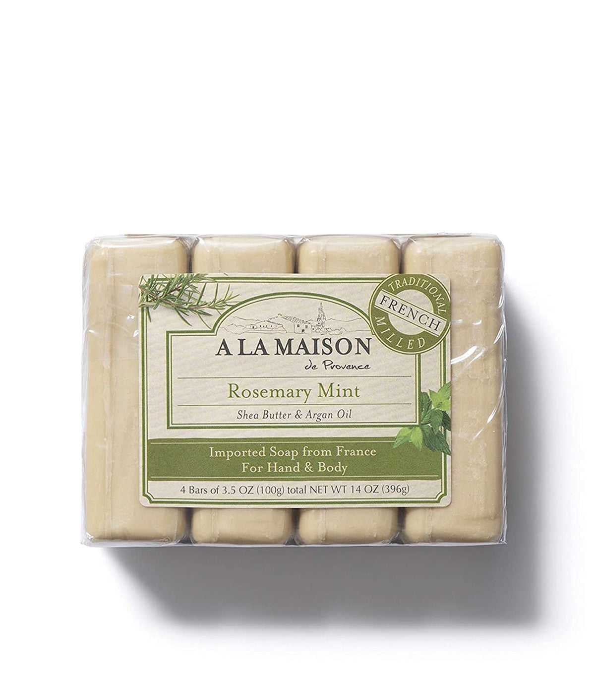 A La Maison Rosemary Mint Bar Soap - 4 Pack, 3.5 Oz - Natural Moisturizing Hand Soap