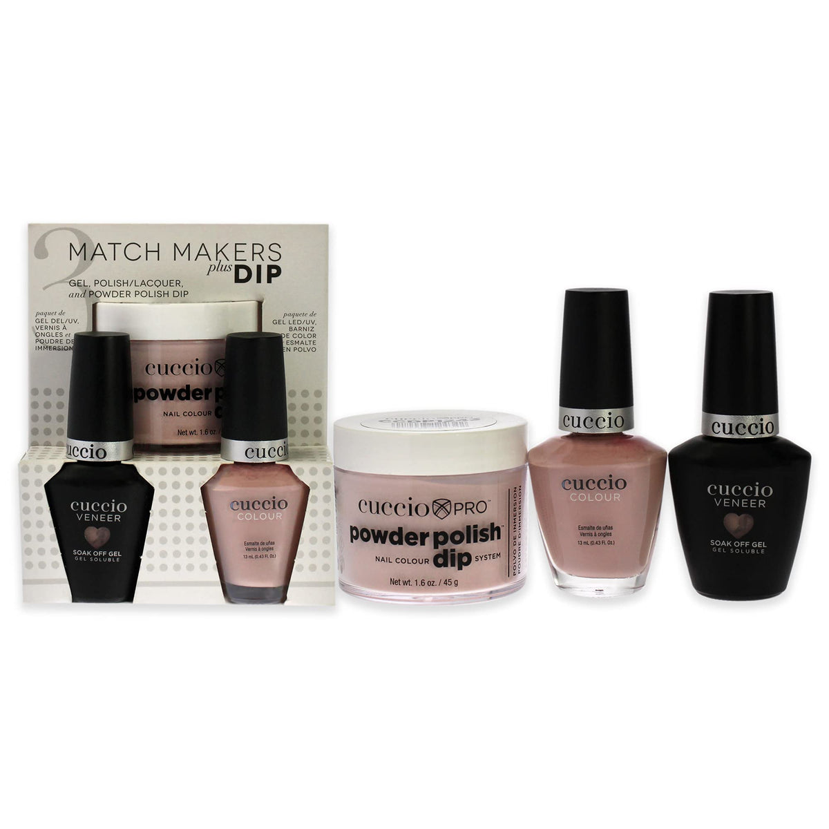 Cuccio Colour Matchmakers Plus Nail Dip Kit - Wink - 3 Pc Matching Mani-Pedi Set