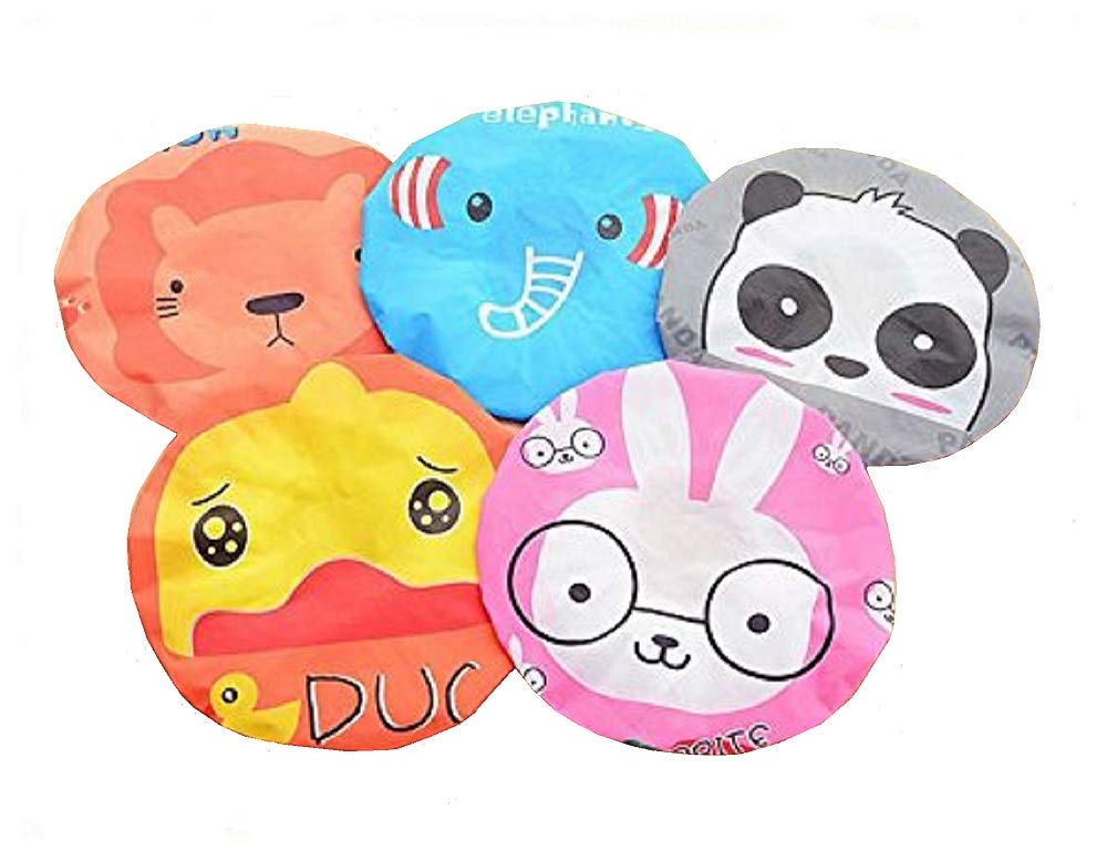 Dmtse Cute Cartoon Shower Caps Set Of 6, Waterproof Elastic Bath Caps For Spa