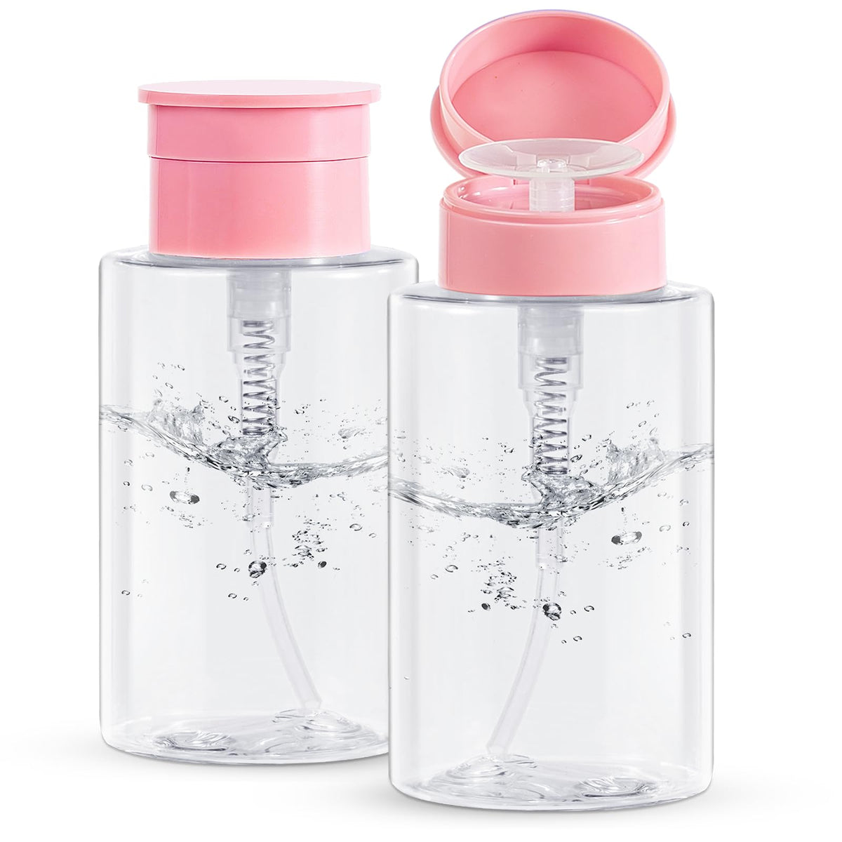 Yamyone 2 Pack Refillable Push Down Pump Dispenser Bottles, Pink & Clear, 1 Fl Oz For Travel