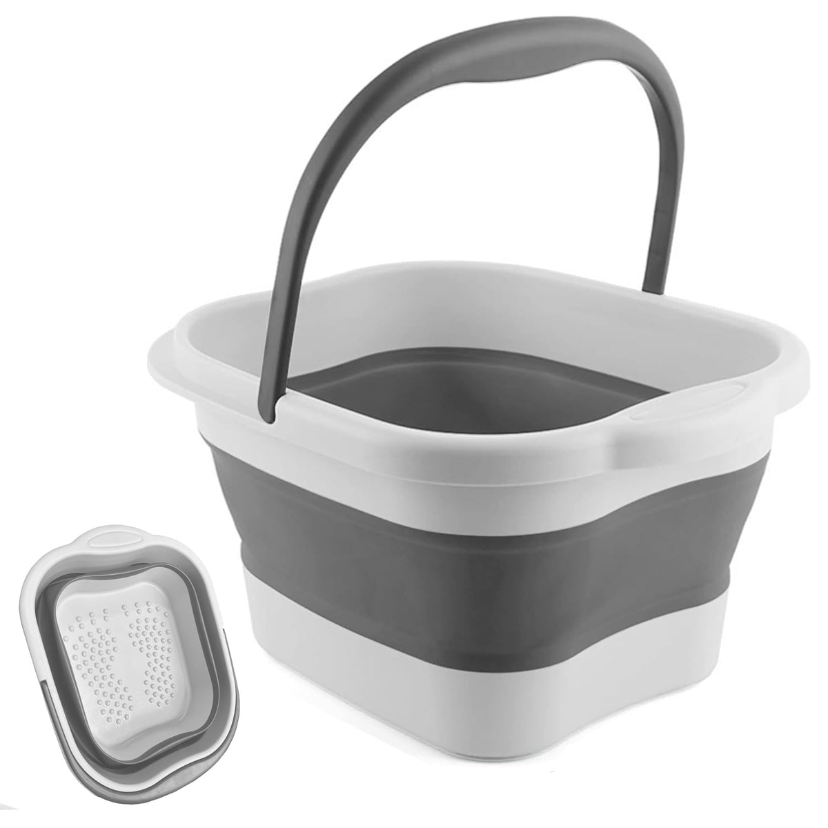 Leemeimei 15L Collapsible Foot Bath Tub - Foot Spa Massager For Dry Cracked Feet, Gray