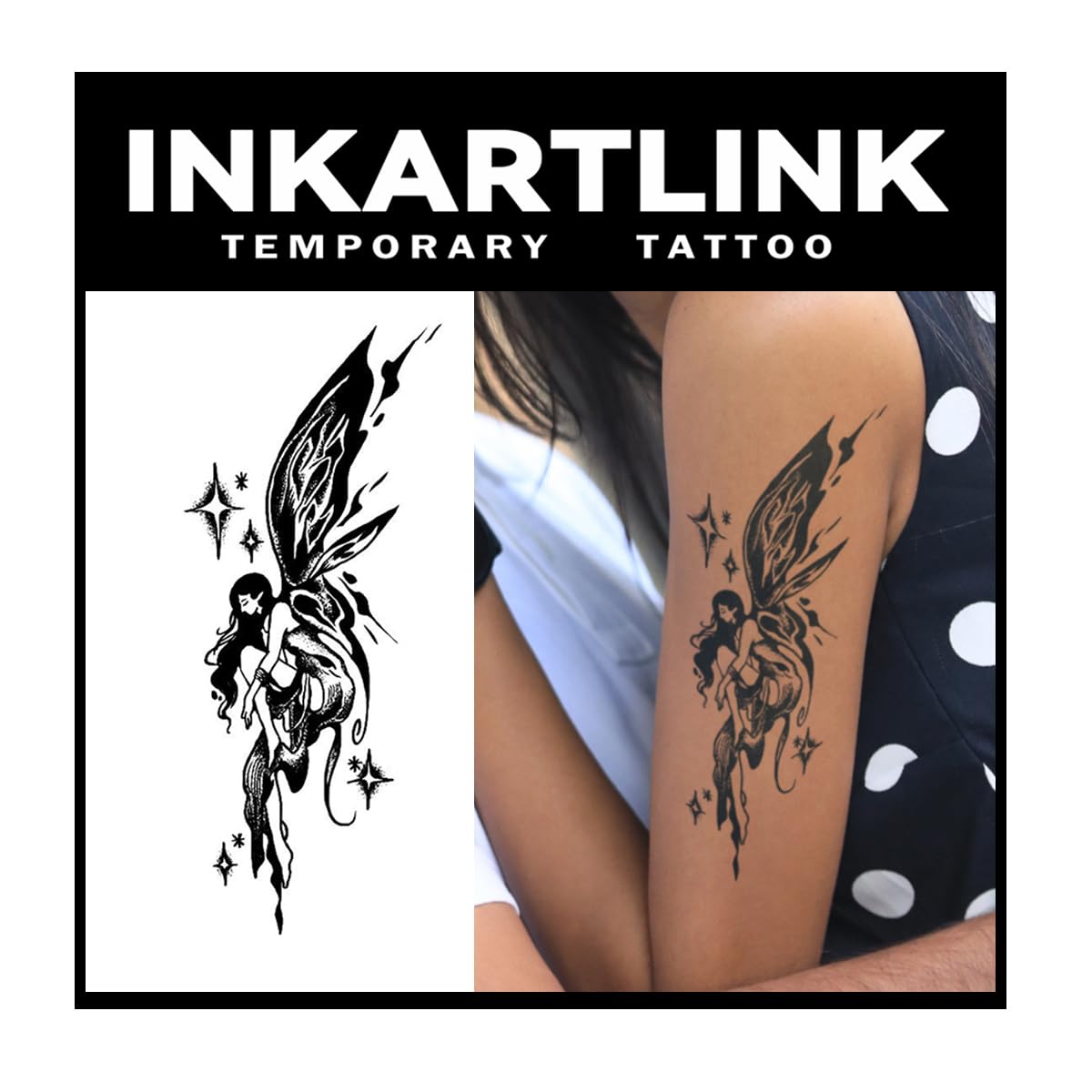 Inkartlink Semi-Permanent Tattoo Sheets - Realistic Elf Design, Waterproof, Lasts 1-2 Weeks