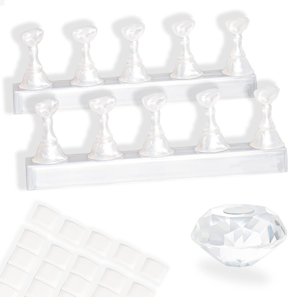 Misself Nail Stand For Painting Nails, Acrylic Art Holder With Putty, Jelly White - 2 Sets