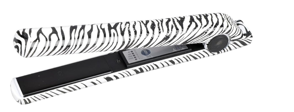 RoyalCraft TM Zebra Flat Iron - Professional Black Tourmaline Ceramic Straightening Tool