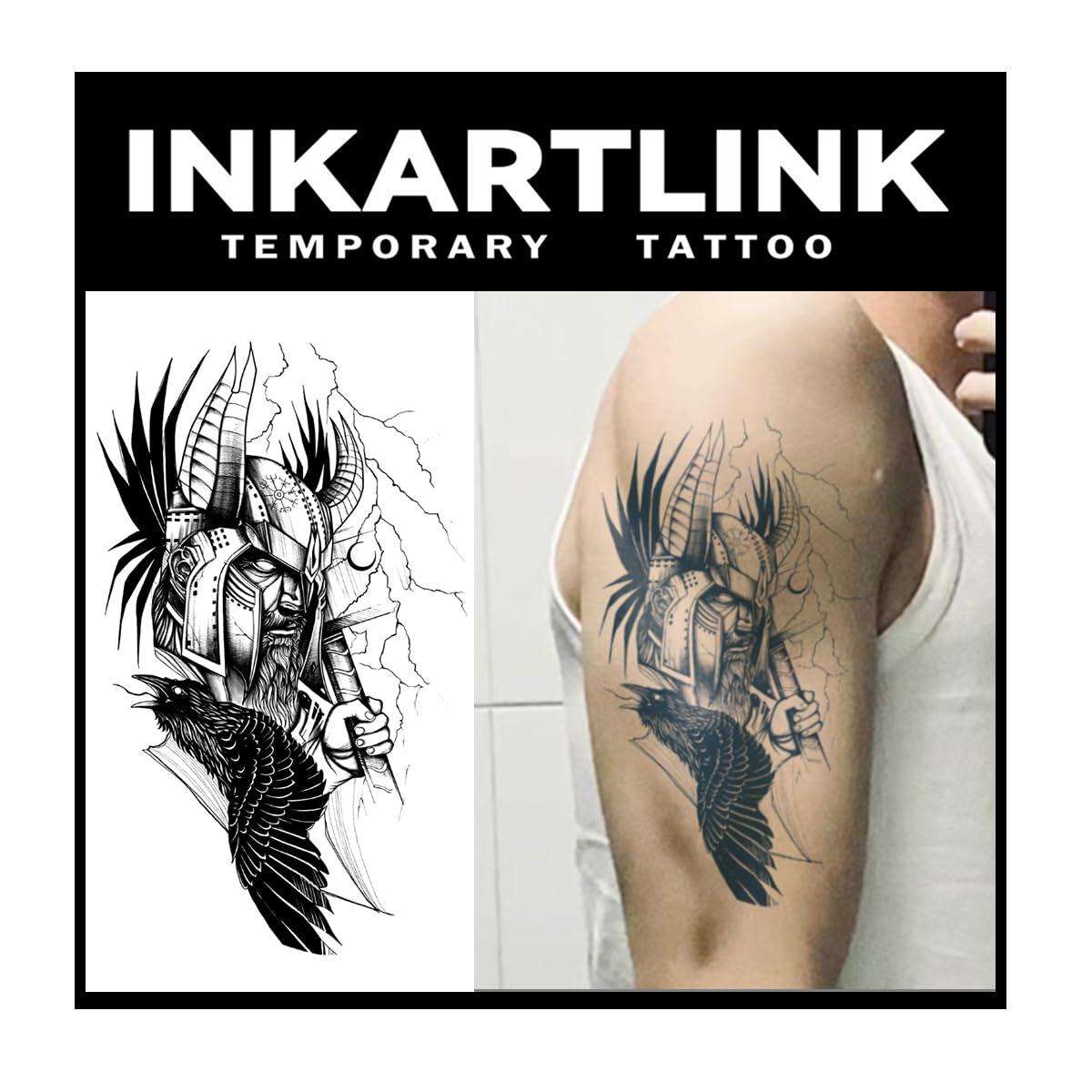 Inkartlink Extra-Large Waterproof Temporary Tattoo - Courage Spartan Design, Lasts 1-2 Weeks