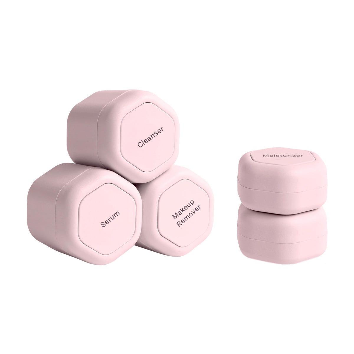 Cadence Travel Containers - Core Skincare Set With Magnetic Capsules In Petal - 5 Pieces