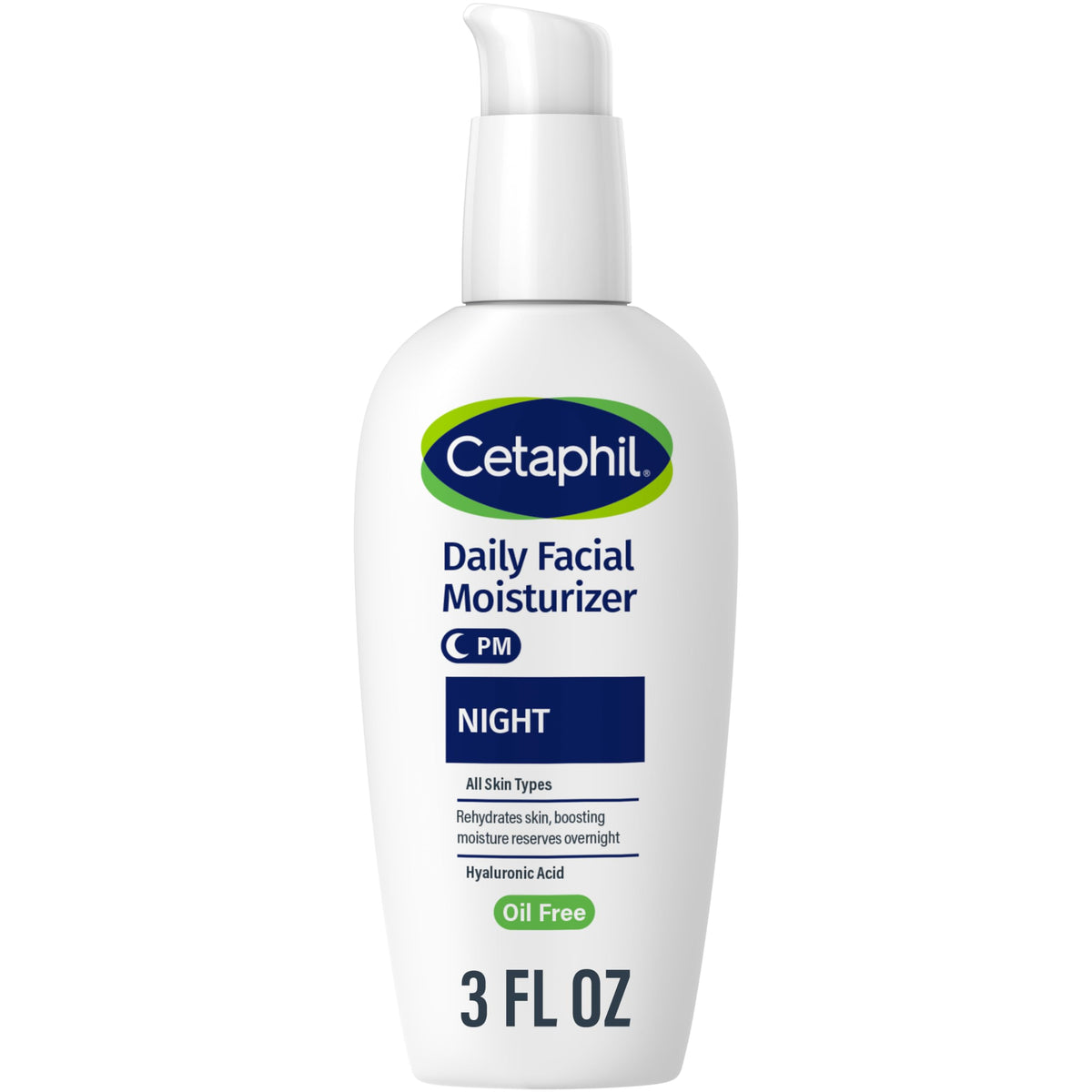 Cetaphil Night Moisturizer With Hyaluronic Acid, Lightweight, Non-Comedogenic, 3Oz