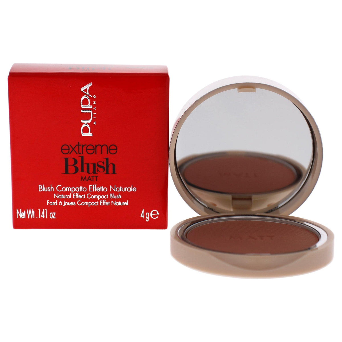 Pupa Milano Extreme Blush Matt 005 Rose Brown - Lightweight Pure Matte Color, 0.14 Oz