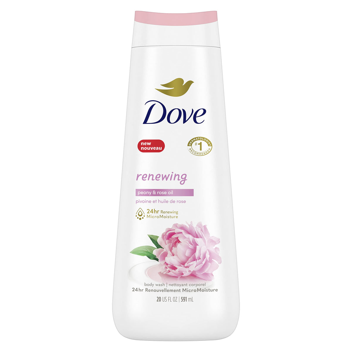 Dove Body Wash With Peony & Rose Oil, 20 Oz - Gentle Cleanser For Healthy-Looking Skin