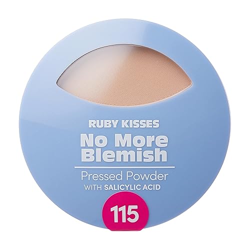 Ruby Kisses No More Blemish Powder, Salicylic Acid, Matte Finish, Full Coverage, Ivory 1Oz