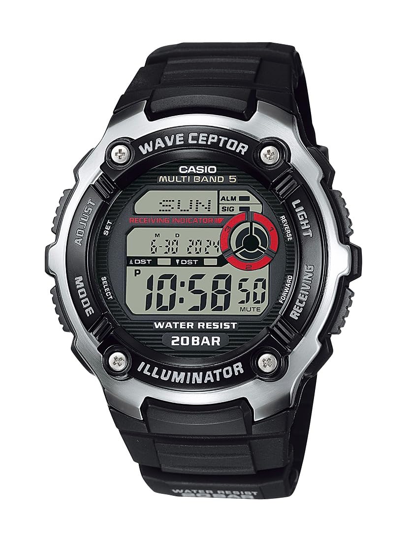 Casio Waveceptor Men'S Quartz Chronograph Watch, Black Resin Band, Illuminator Alarm (Wv200A-1Av)