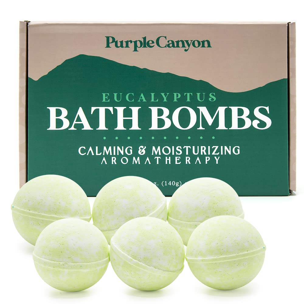 Purple Canyon Eucalyptus Bath Bombs Gift Set | 6 Energizing Mint & Eucalyptus Bombs, 2.67 Oz