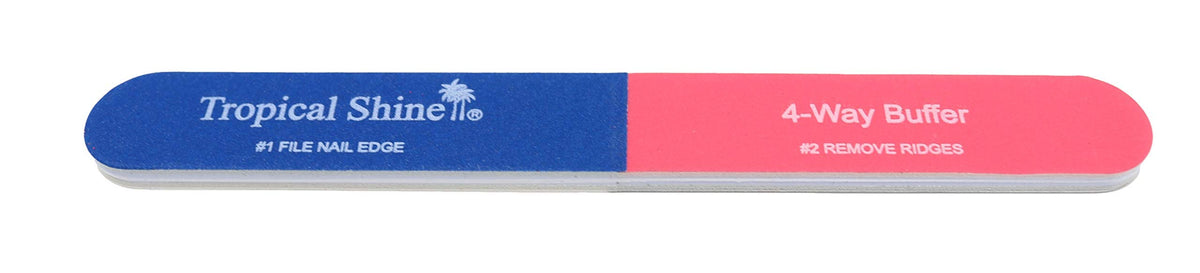 Tropical Shine 4-Way Nail Buffer, 5.5 Inches, Emery Material, Blue & Pink, Pack Of 1