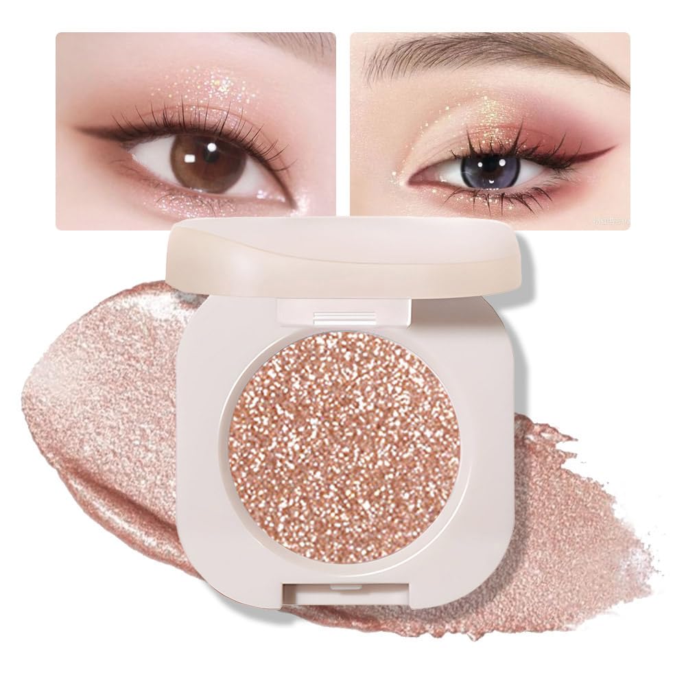 Feicuiyun Monochrome Glitter Eyeshadow - Vegan Shimmer & Matte, Moonstone, 0.84 Oz