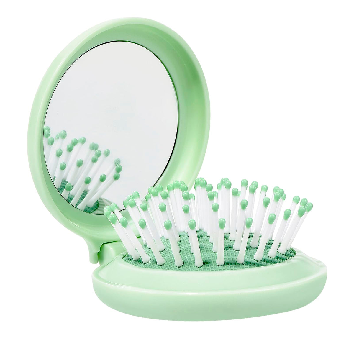 Arthaxi Mini Hair Brush With Mirror - Compact Travel Brush In Baby Green, Perfect Gift For Women