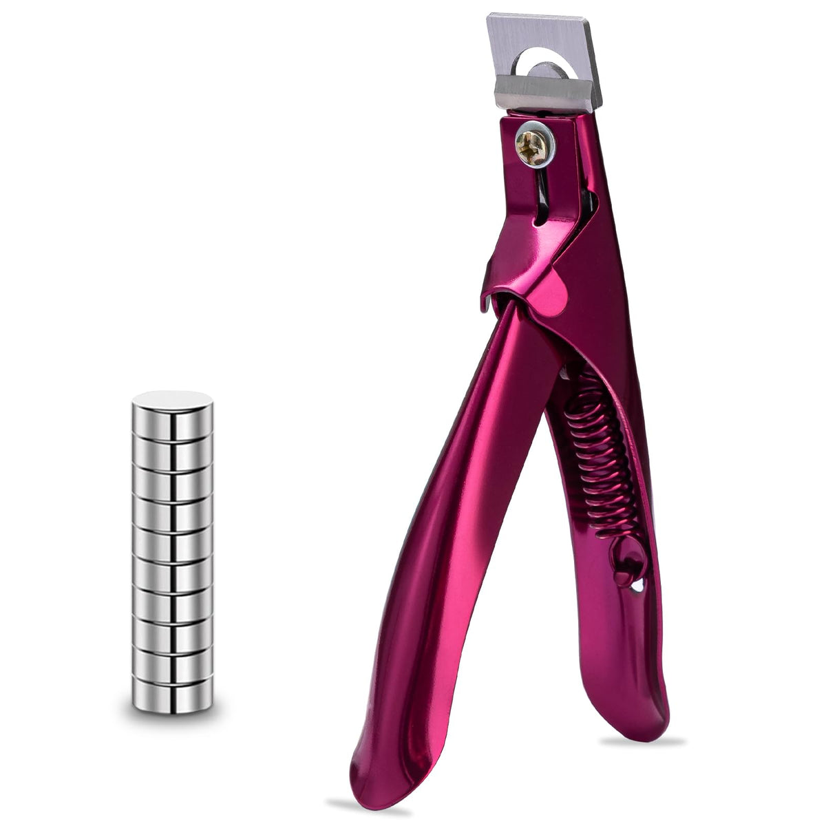 Scartink Acrylic Nail Cutter With Magnet Sizer & Adjustable Length For Precise Manicures - Violet Red