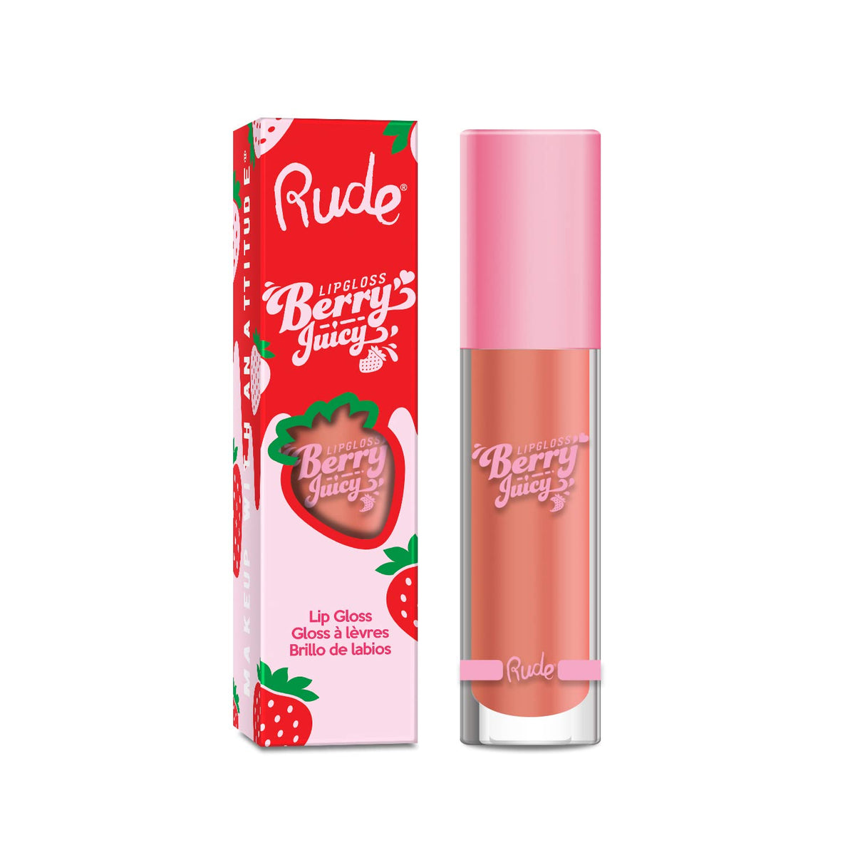 Rude Cosmetics Berry Juicy Lip Gloss, Nudist, Cranberry, 0.14 Oz - Women’S Lip Gloss