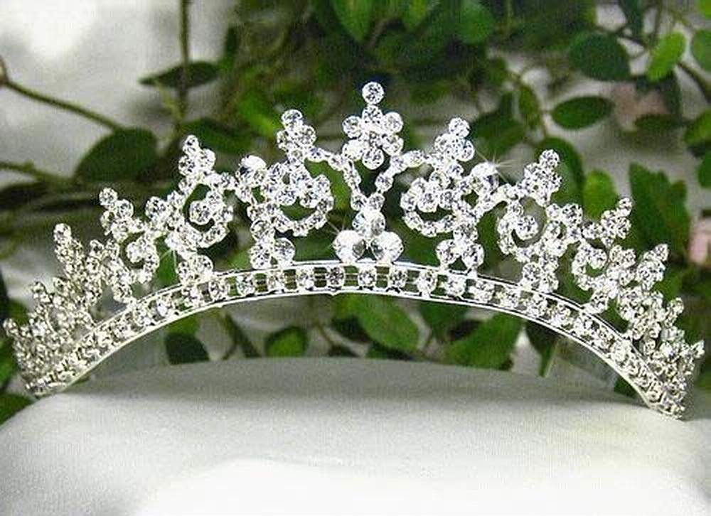 Janefashions Sexy White Rhinestone Crystal Tiara With Combs For Bridal Wedding Prom