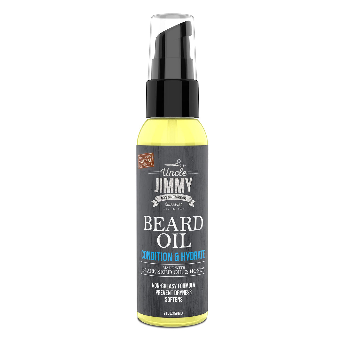 Uncle Jimmy Beard Oil - Moisturizes, Softens & Reduces Itch - Black Seed Oil & Honey 2Oz