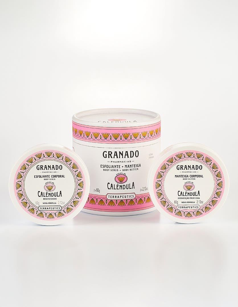 Granado Terrapeutics Kit: Calendula Exfoliating & Body Butter, 2 X 60G, Natural Care Set