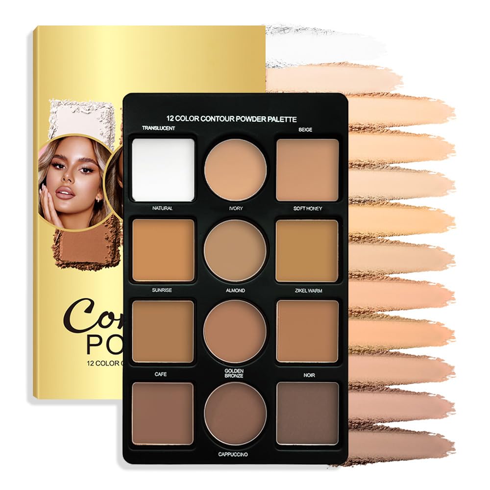 Wantuoluo Professional Light Medium Brown Contour Palette - Full Coverage, Easy Blending, Long-Lasting