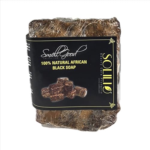 Smellgood Raw African Black Soap 5Lb - Natural Skin Care From Ghana, 35 Bars