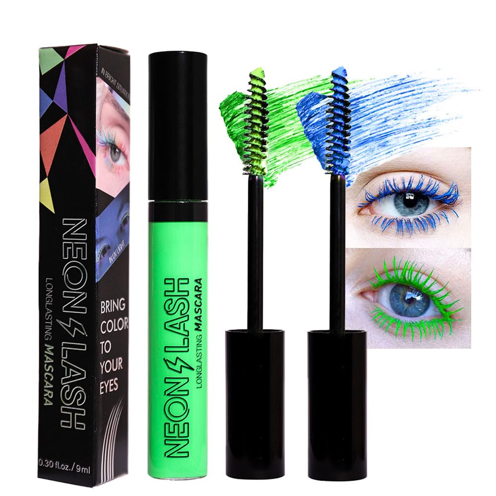 Bingbrush 2 Colored Mascara Set - Blue & Green Waterproof Long Lasting Eye Makeup, Vegan & Cruelty-Free