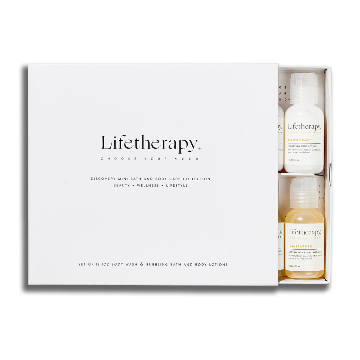 Lifetherapy Mini Lotion And Wash Gift Set - Hydrating Body Lotion, Body Wash, Bubbling Bath