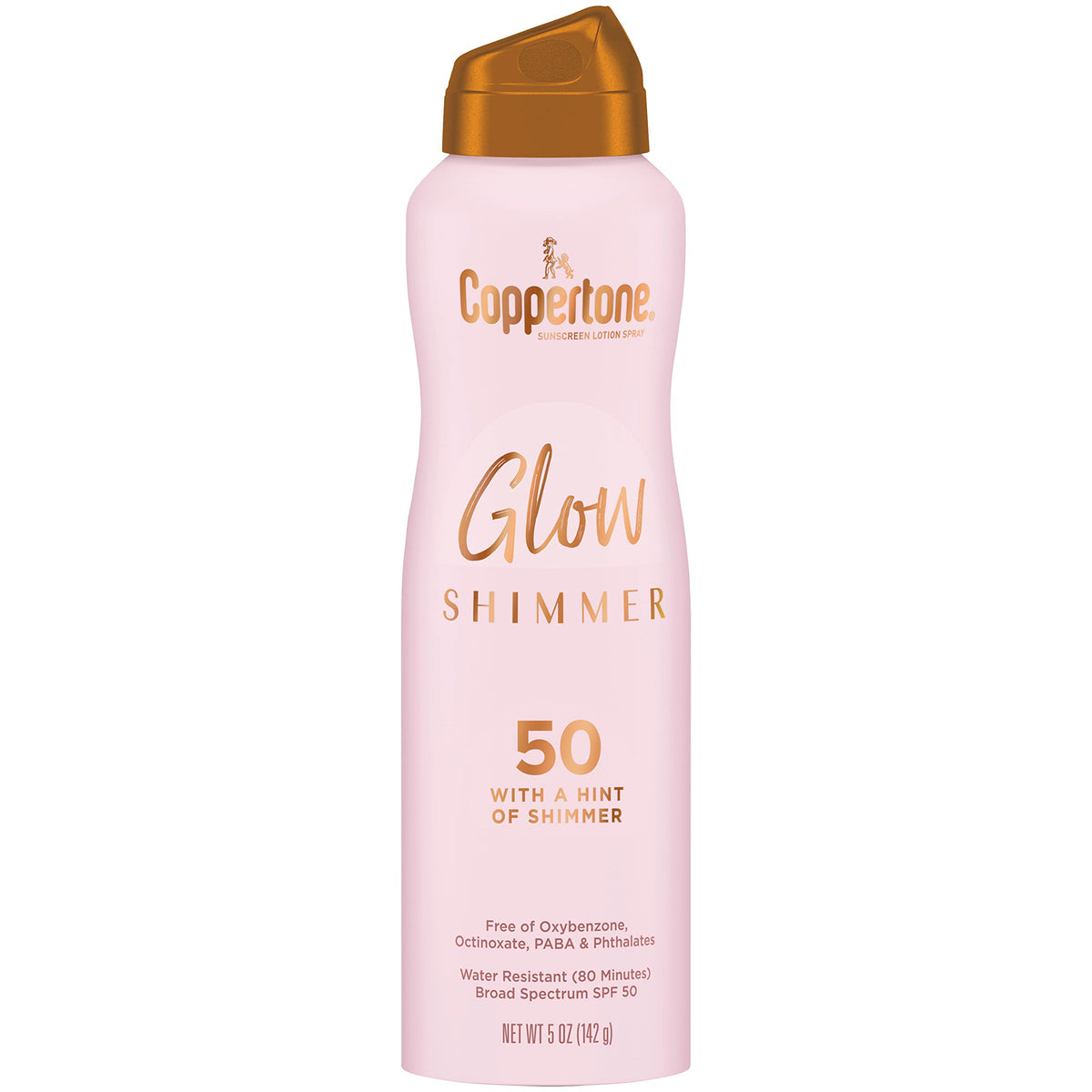 Coppertone Glow Shimmer Sunscreen Spray Spf 50, Water Resistant, 5 Oz - Pink