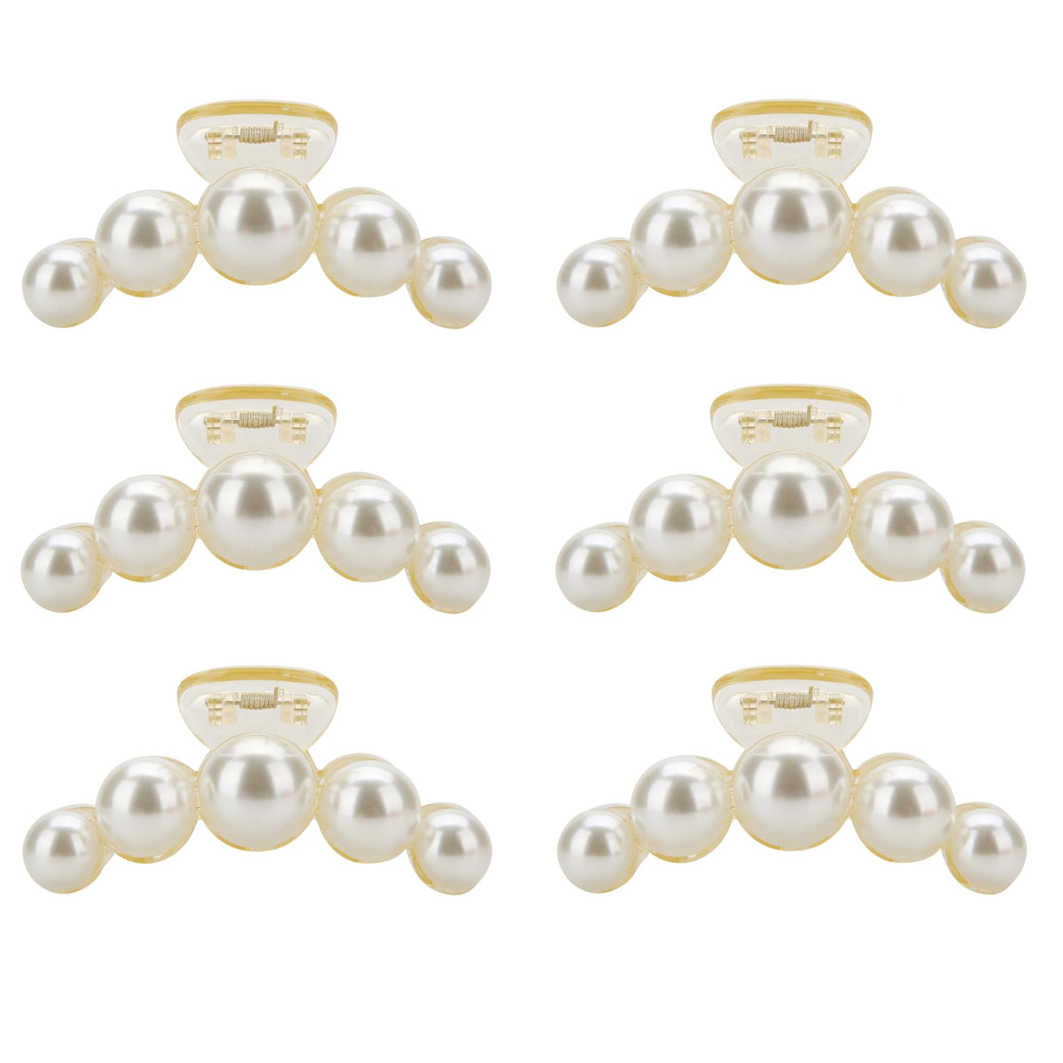 Loanzeg Bridesmaid Hair Claw Clips Set Of 6 - Bead Champagne Wedding Party Favors