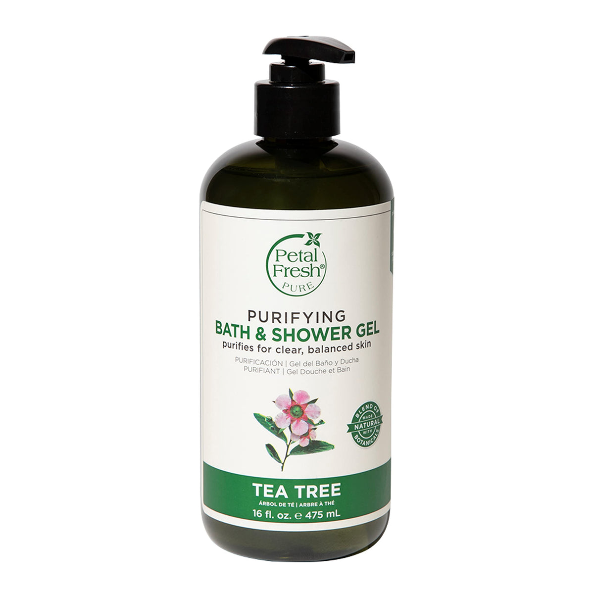 Petal Fresh Tea Tree Bath & Shower Gel, Vegan Daily Cleansing, 16 Oz