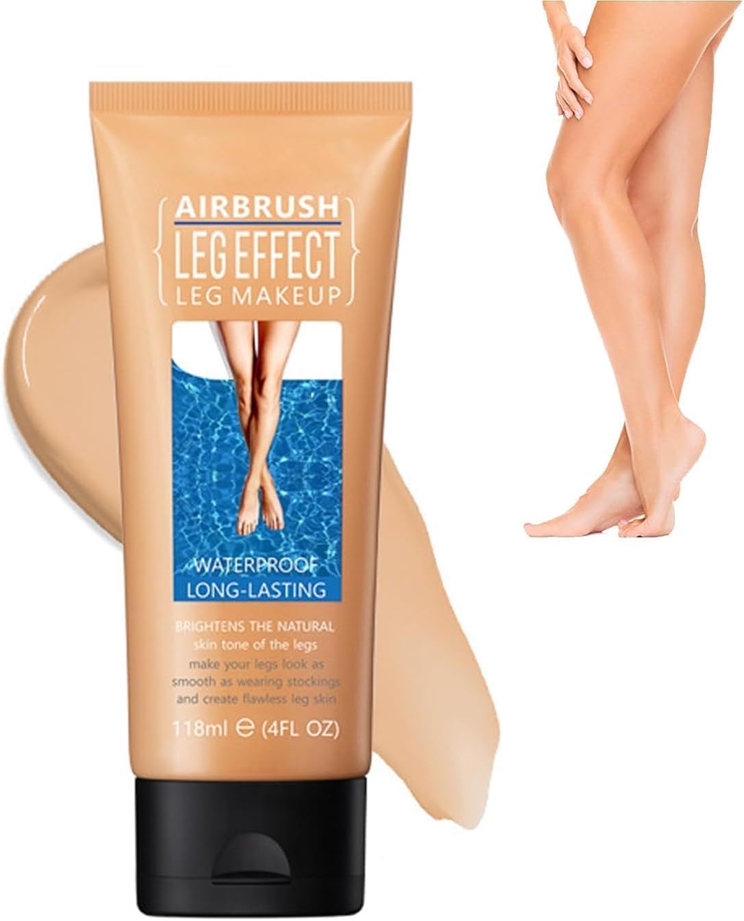 Plymun Leg Makeup Waterproof - No Transfer Vein & Scar Cover For Black Skin, 4 Fl Oz, Medium Golw