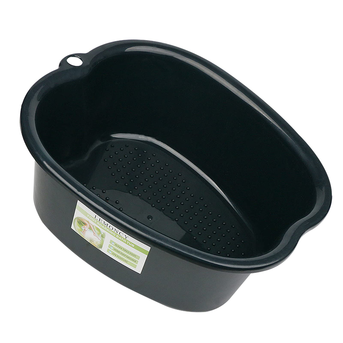 Lemoncy Black Foot Soaking Tub - Durable Plastic Basin For Spa, Pedicure, Detox, And Massager